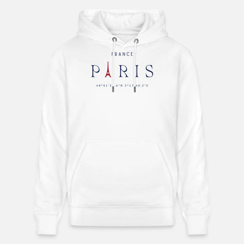 Pariser Blauer Eiffelturm Rot - Stanley/Stella Unisex Bio-Hoodie CRUISER  - Weiß