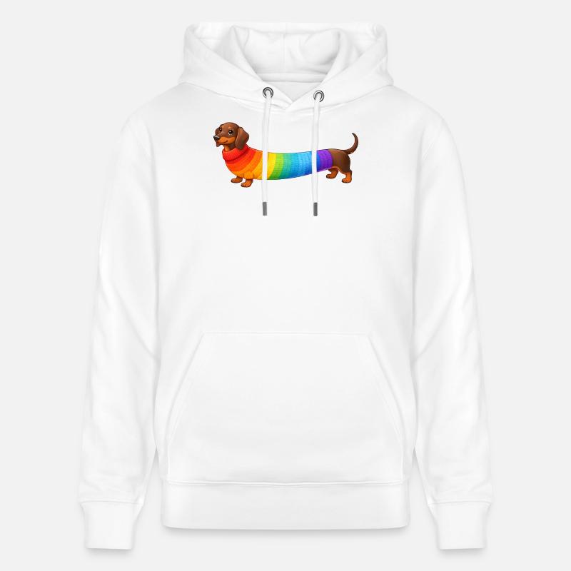 Dackel mit Regenbogen Pullover  - Stanley/Stella Unisex Bio-Hoodie CRUISER  - Weiß