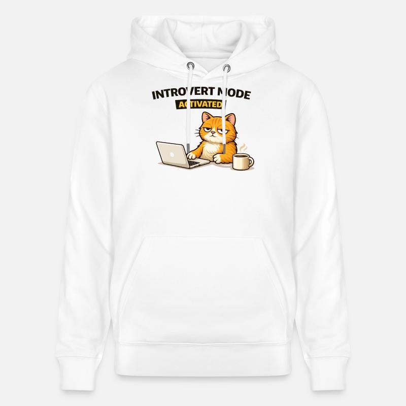 Chat activé en mode introverti - Sweat à capuche bio CRUISER Stanley/Stella Unisexe - blanc