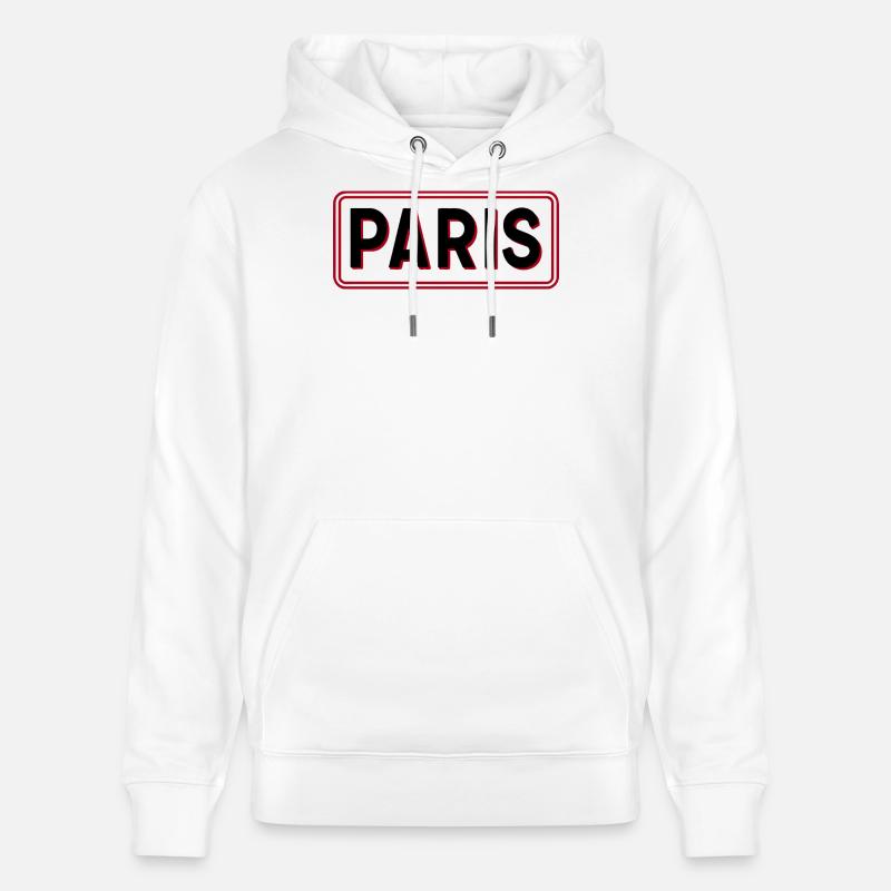 Paris Cadre Rouge Typographie - Sweat à capuche bio CRUISER Stanley/Stella Unisexe - blanc