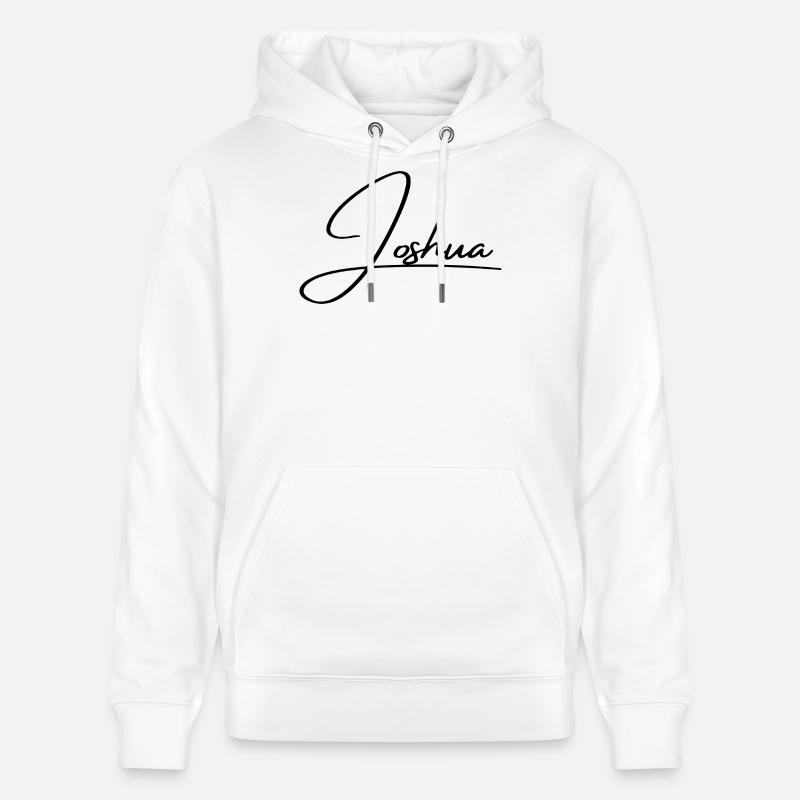 Joshua Name - Elegant Cursive Script - Stanley/Stella CRUISER Unisex Organic Hoodie - white