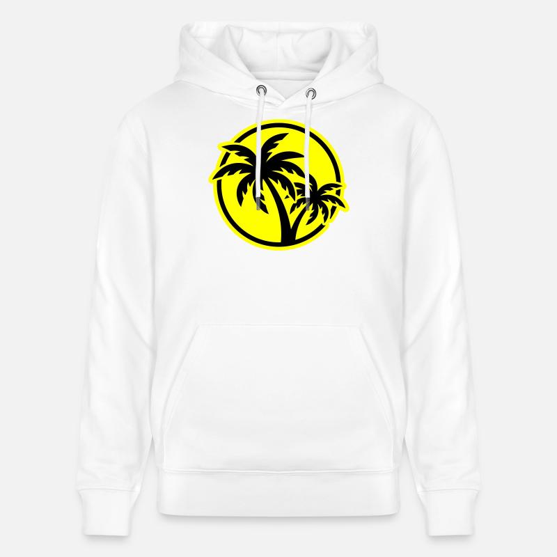 Plage symbole de Palm Tree - Sweat à capuche bio CRUISER Stanley/Stella Unisexe - blanc