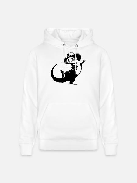 Funny Otter with Hat Cartoon Motif - Stanley/Stella CRUISER Unisex Organic Hoodie - white
