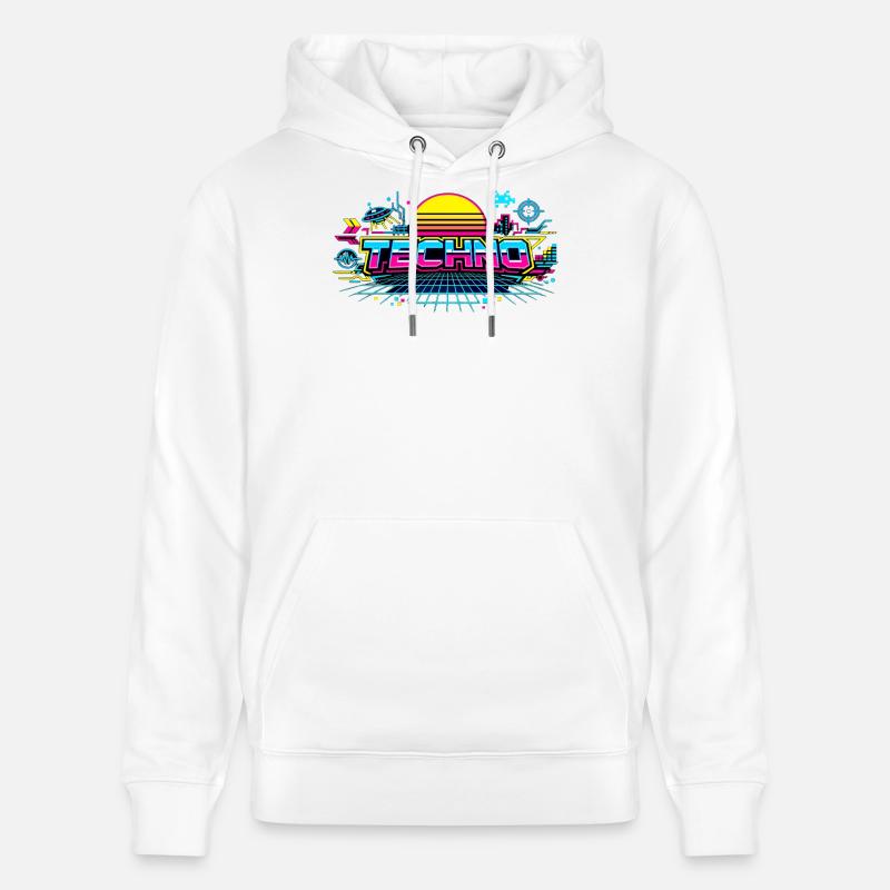 Neon Techno Horizon - Sweat à capuche bio CRUISER Stanley/Stella Unisexe - blanc