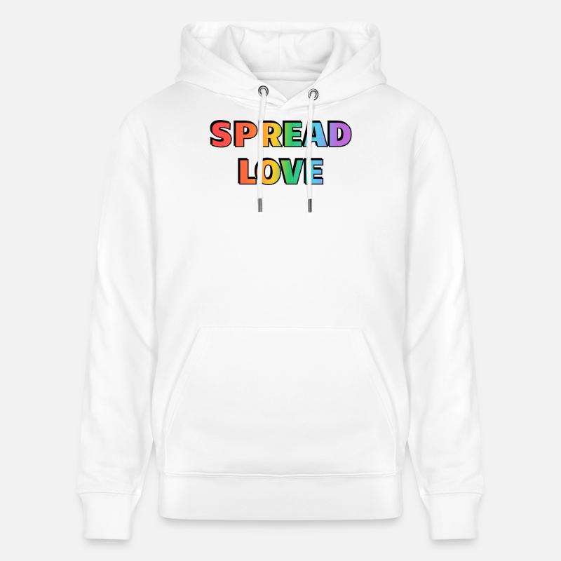 Typographie arc-en-ciel Spread Love - Sweat à capuche bio CRUISER Stanley/Stella Unisexe - blanc