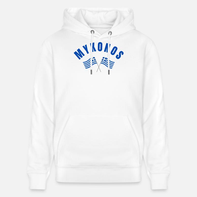 Drapeaux grecs de Mykonos - Sweat à capuche bio CRUISER Stanley/Stella Unisexe - blanc