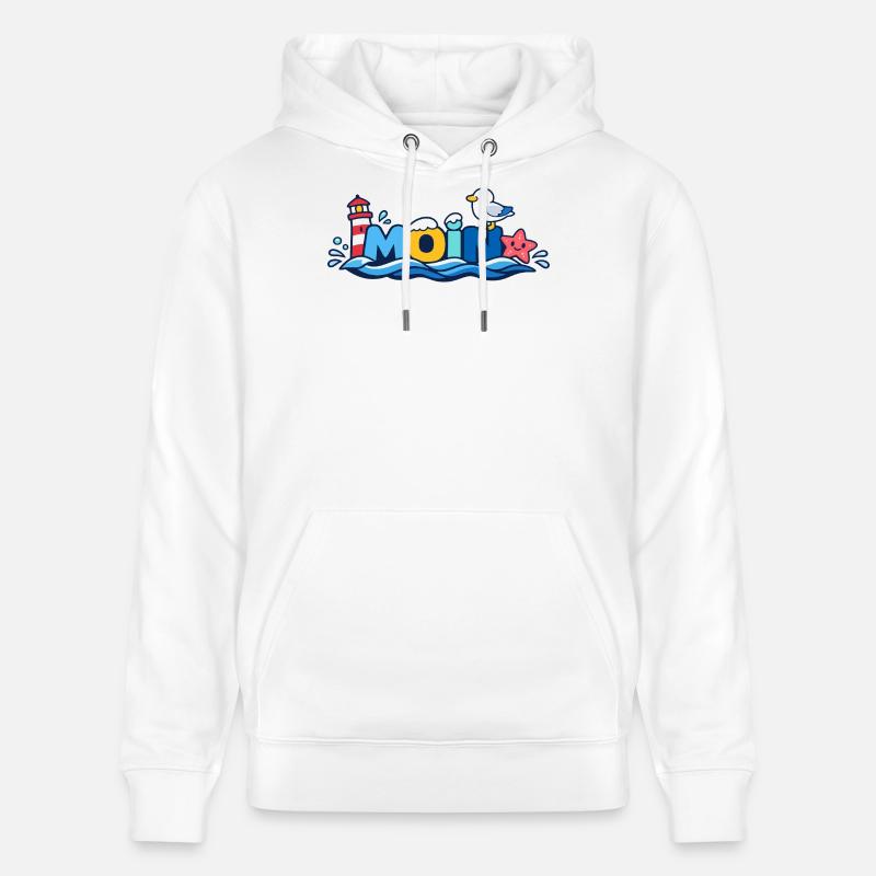 MOIN Möwe Leuchtturm Maritim Bunt - Stanley/Stella Unisex Bio-Hoodie CRUISER  - Weiß