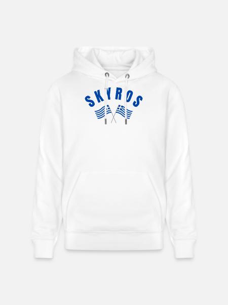 Skyros Greek Crossed Flags - Stanley/Stella CRUISER Unisex Organic Hoodie - white