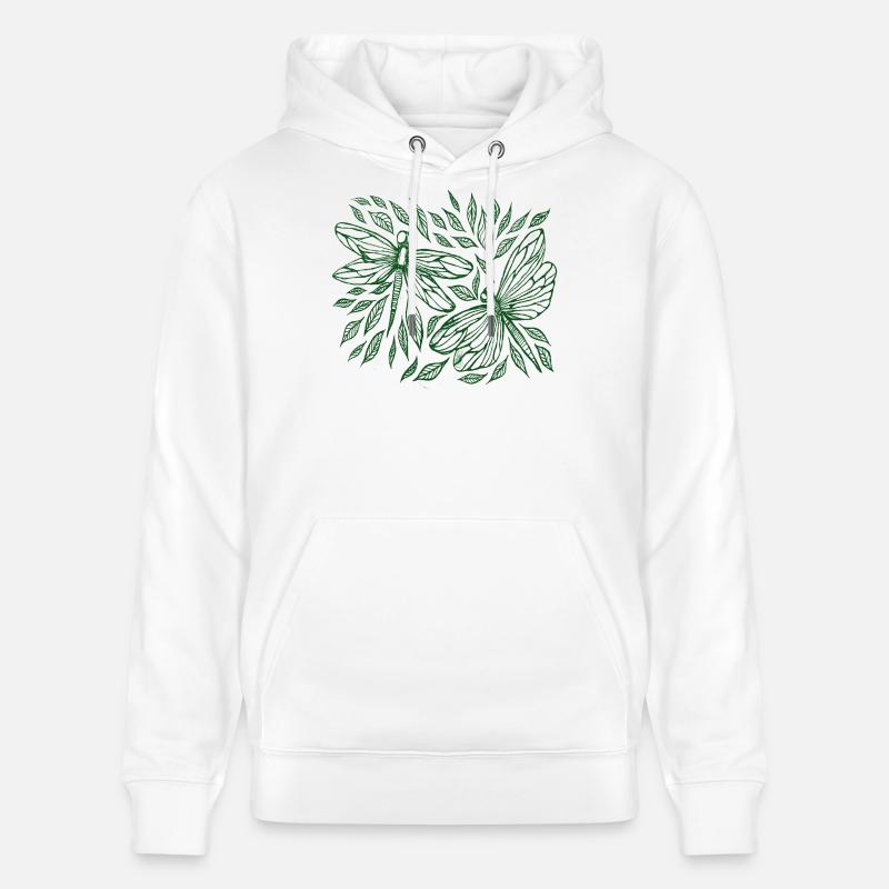 Libellules et feuilles Botanique - Sweat à capuche bio CRUISER Stanley/Stella Unisexe - blanc