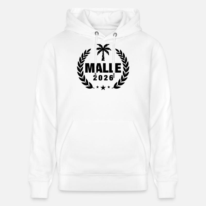 Palmier Malle 2026 - Sweat à capuche bio CRUISER Stanley/Stella Unisexe - blanc