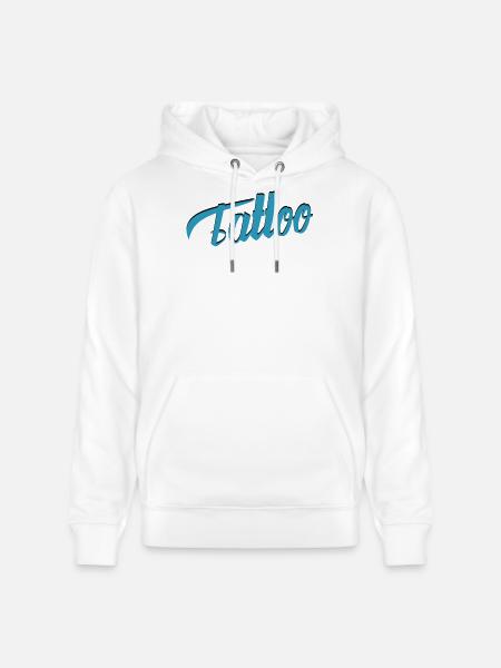 Tattoo Script in Teal - Stanley/Stella CRUISER Unisex Organic Hoodie - white