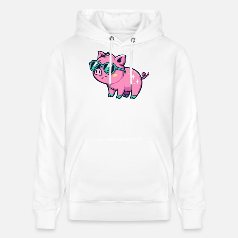 Cochon mignon chic lunettes soleil - Sweat à capuche bio CRUISER Stanley/Stella Unisexe - blanc