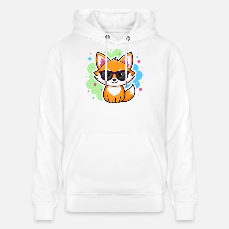 Renard Lunettes Pop - Sweat à capuche bio CRUISER Stanley/Stella Unisexe - blanc