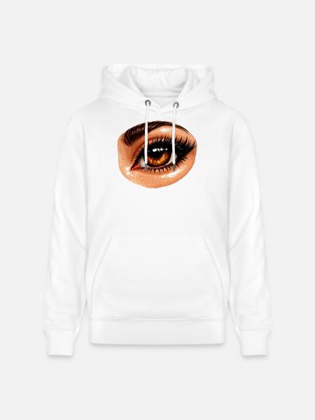 Fiery Brown Eye Close-up - Stanley/Stella CRUISER Unisex Organic Hoodie - white