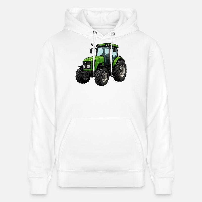 Conception puissante du tracteur vert - Sweat à capuche bio CRUISER Stanley/Stella Unisexe - blanc