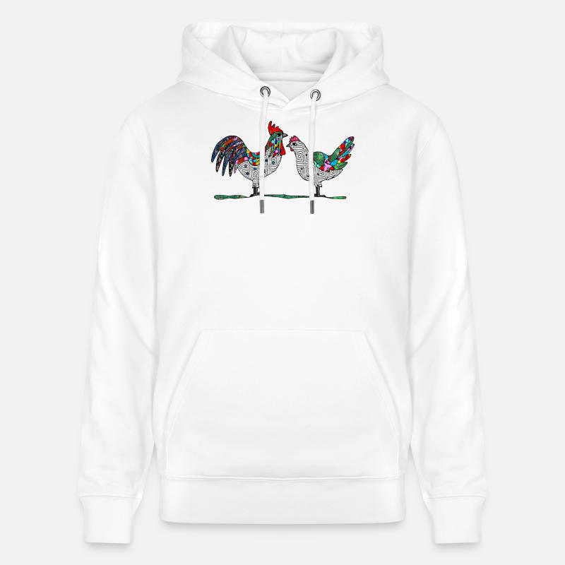 Coq et poule - Sweat à capuche bio CRUISER Stanley/Stella Unisexe - blanc