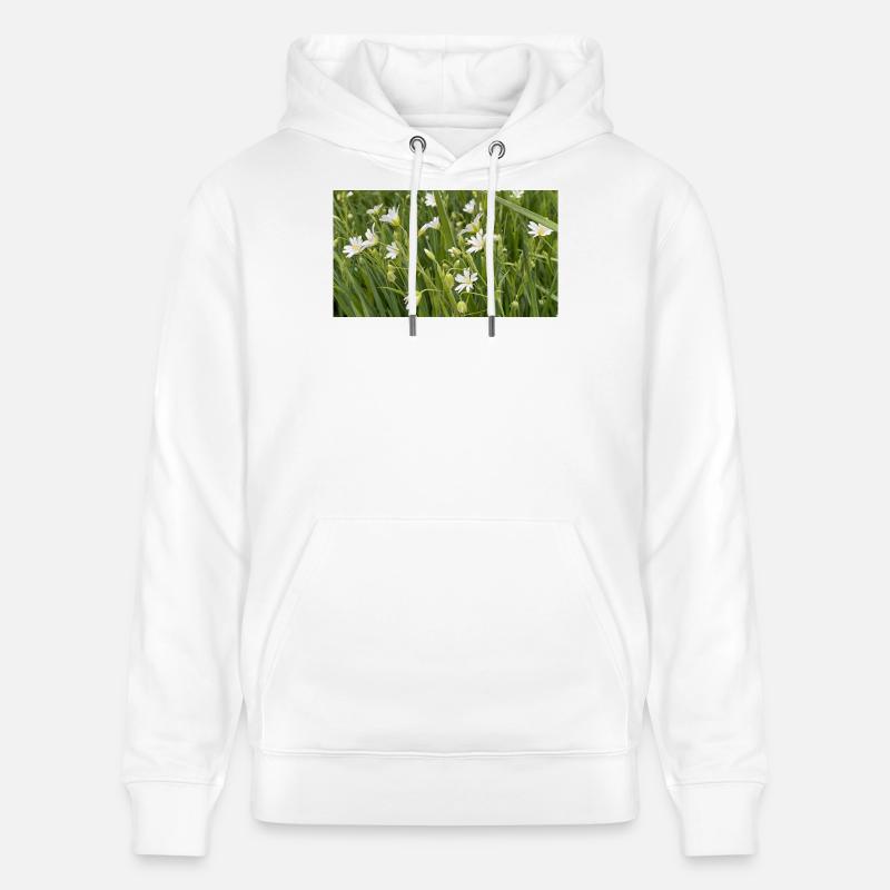 Fleurs blanches de prairie sauvage - Sweat à capuche bio CRUISER Stanley/Stella Unisexe - blanc