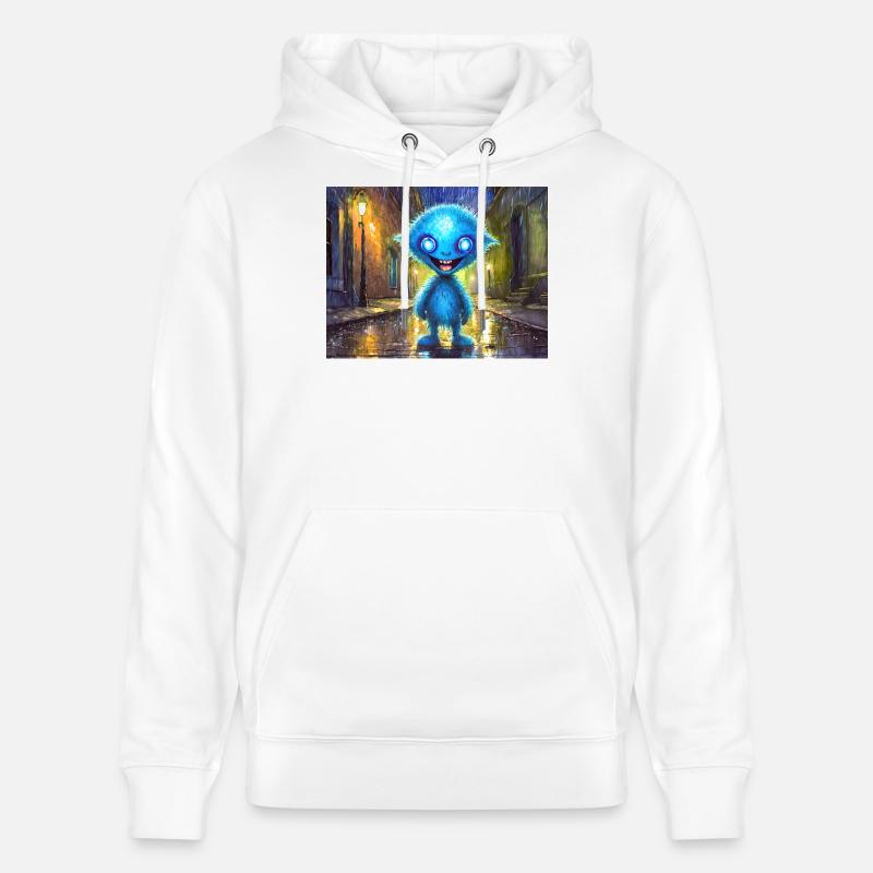 Monstre bleu drôle et rieur - Sweat à capuche bio CRUISER Stanley/Stella Unisexe - blanc