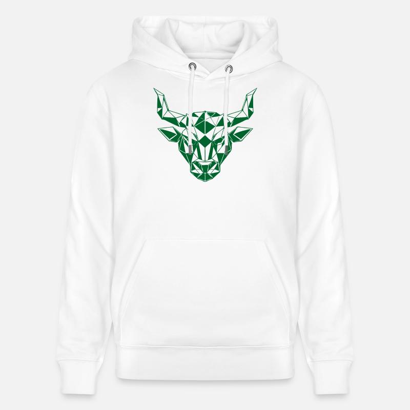 Polygone géométrique Tête de taureau vert - Sweat à capuche bio CRUISER Stanley/Stella Unisexe - blanc