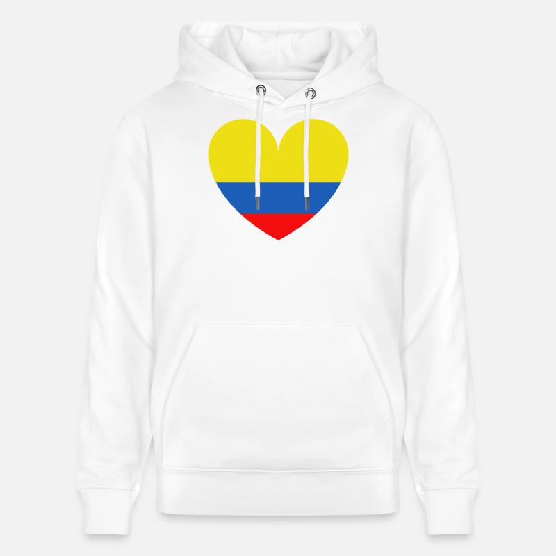 Cœur Drapeau Colombie - Sweat à capuche bio CRUISER Stanley/Stella Unisexe - blanc