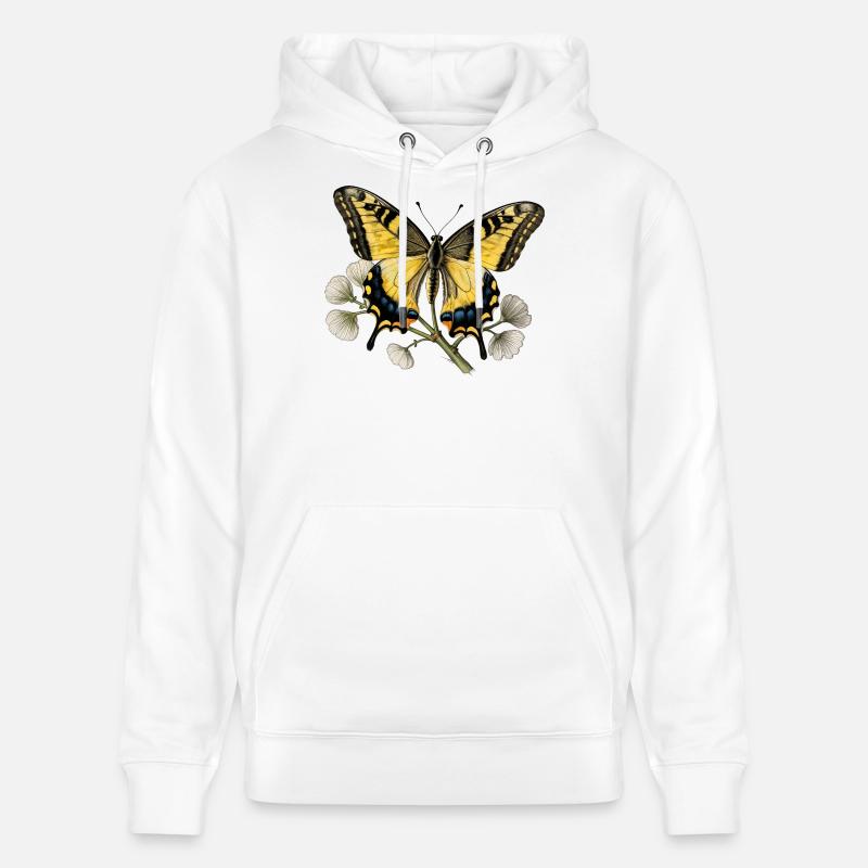 Papillon Machaon - gravure dessin - Sweat à capuche bio CRUISER Stanley/Stella Unisexe - blanc