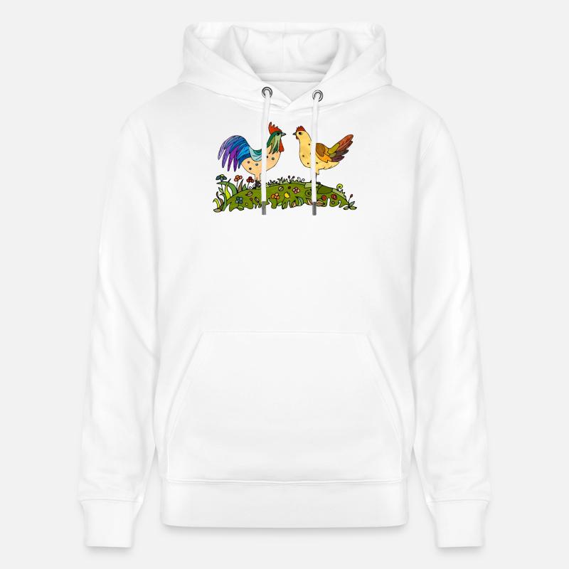 Coq et poule - Sweat à capuche bio CRUISER Stanley/Stella Unisexe - blanc