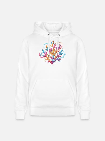 Farbenfrohes Korallenmuster - Stanley/Stella Unisex Bio-Hoodie CRUISER - Weiß