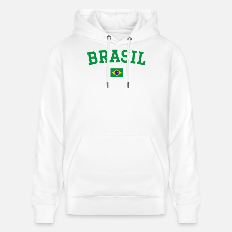 Drapeau du Brésil Conception Vert - Sweat à capuche bio CRUISER Stanley/Stella Unisexe - blanc