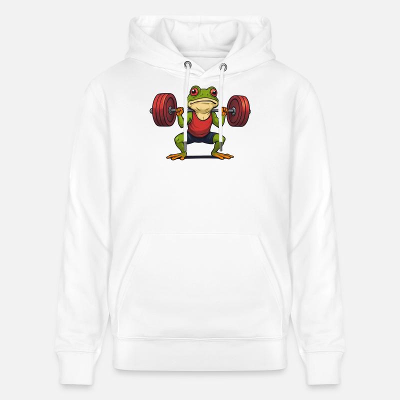 Muskulärer Gewichtheberfrosch - Stanley/Stella Unisex Bio-Hoodie CRUISER - Weiß