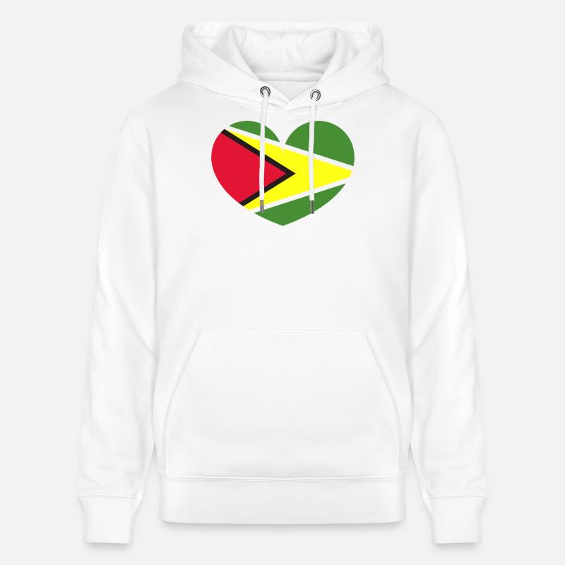 Drapeau du cœur du Guyana - Sweat à capuche bio CRUISER Stanley/Stella Unisexe - blanc