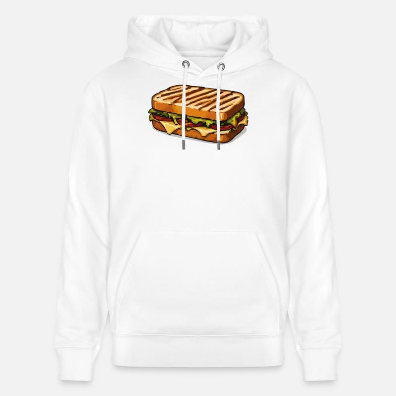 Illustration de bande dessinée CheeseSandwich - Sweat à capuche bio CRUISER Stanley/Stella Unisexe - blanc
