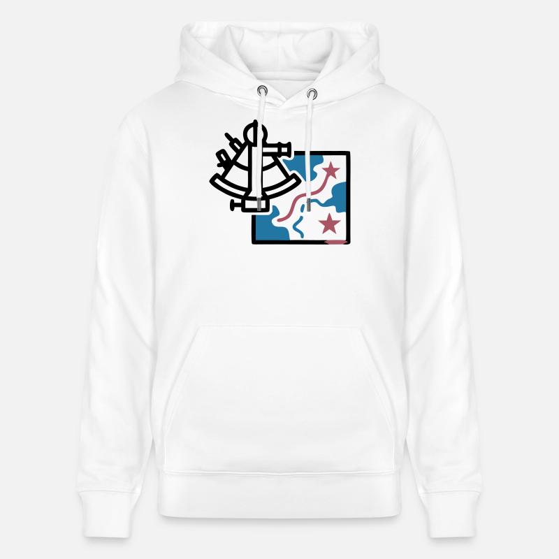 Sextant Navigation Map Vector - Stanley/Stella CRUISER Unisex Organic Hoodie - white
