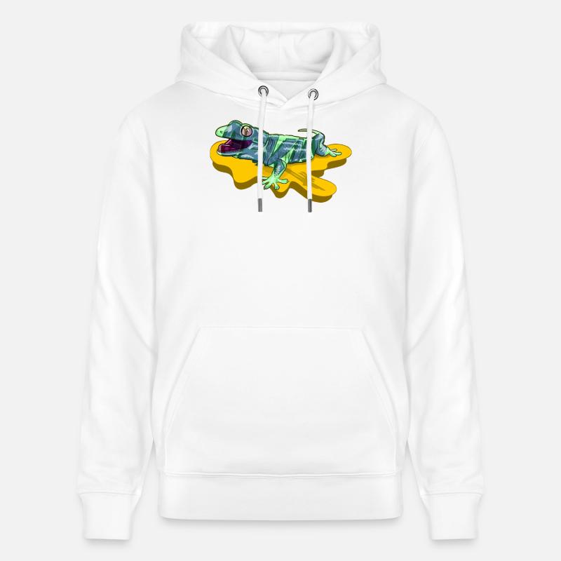 Lézard sur un étang jaune fluo - Sweat à capuche bio CRUISER Stanley/Stella Unisexe - blanc