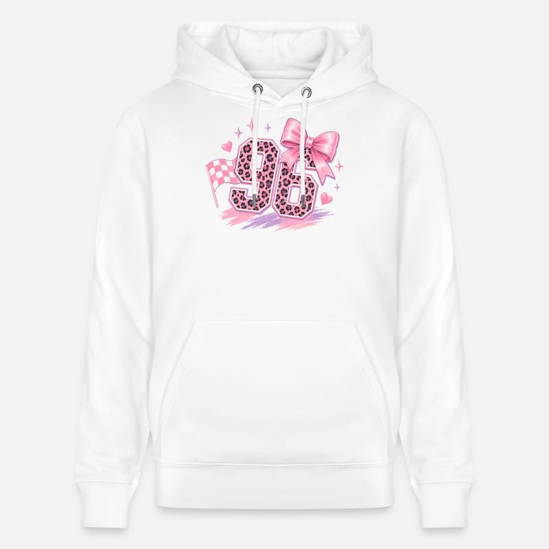 Leopard Pink 96 Glitzer - Stanley/Stella Unisex Bio-Hoodie CRUISER - Weiß