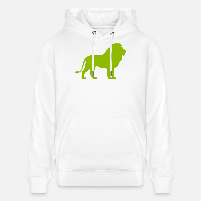 Silhouette de Lion Vert Néon - Sweat à capuche bio CRUISER Stanley/Stella Unisexe - blanc