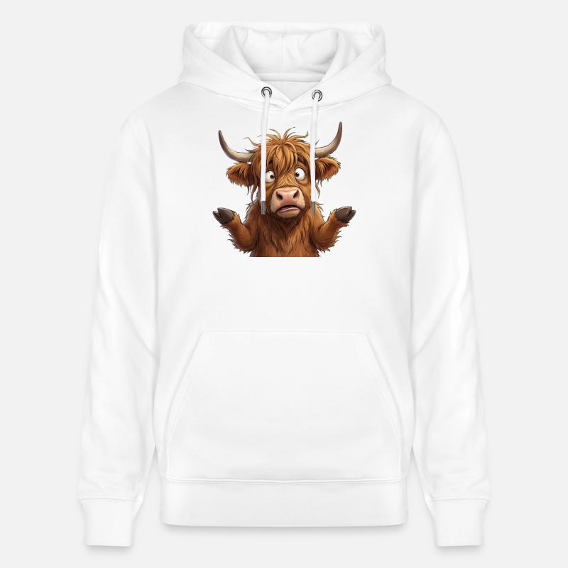 Vache Highland Amicale Cartoon - Sweat à capuche bio CRUISER Stanley/Stella Unisexe - blanc