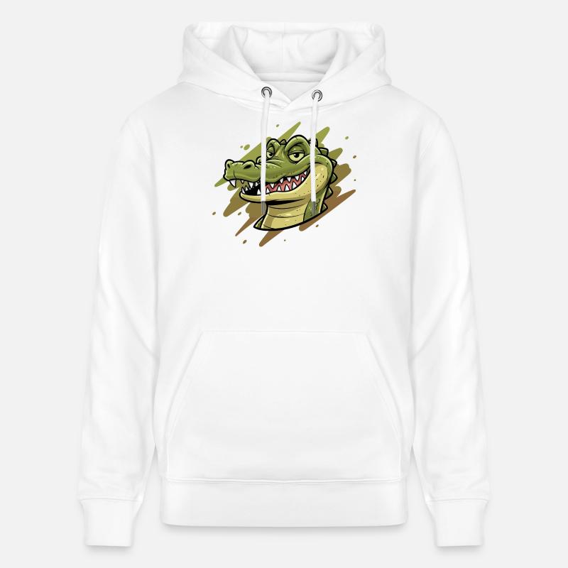 Tête de dessin animé crocodile - Sweat à capuche bio CRUISER Stanley/Stella Unisexe - blanc