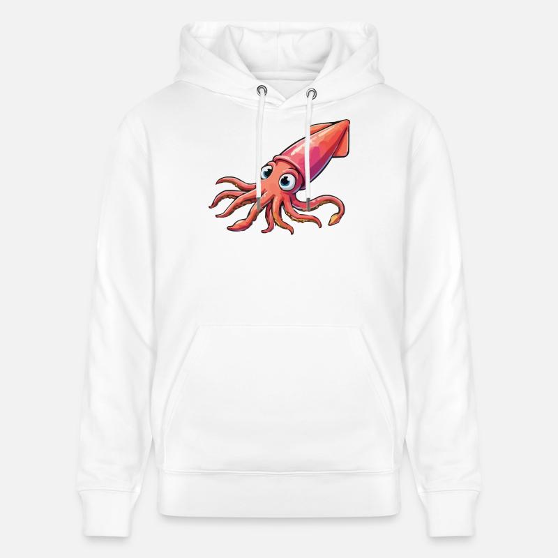 Dessin animé Calamar - Sweat à capuche bio CRUISER Stanley/Stella Unisexe - blanc