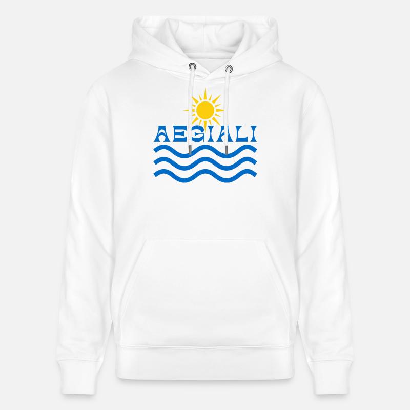 Soleil et Vagues d’Aegiali - Sweat à capuche bio CRUISER Stanley/Stella Unisexe - blanc