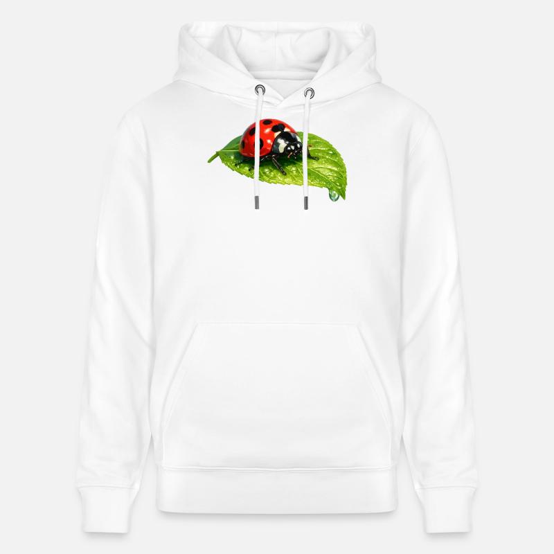 Ladybug on leaf - Stanley/Stella CRUISER Unisex Organic Hoodie - white