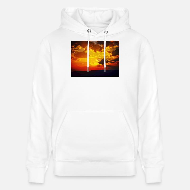 Sunset Fire Rays - Stanley/Stella CRUISER Unisex Organic Hoodie - white