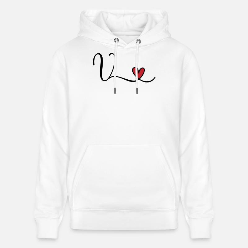 Lettre V Monogramme Cœur Initial - Sweat à capuche bio CRUISER Stanley/Stella Unisexe - blanc