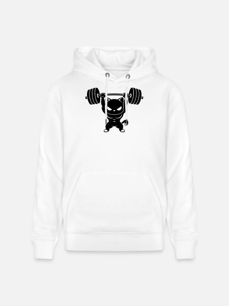 Muskelkatze stemmt schwere Hantel - Stanley/Stella Unisex Bio-Hoodie CRUISER  - Weiß