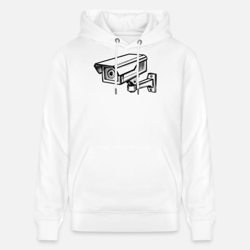 Security Camera Security - Illusionration - Stanley/Stella CRUISER Unisex Organic Hoodie - white