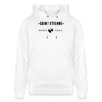 Saint Etienne France Coordonnées Globe - Sweat à capuche bio CRUISER Stanley/Stella Unisexe - blanc - Devant - Alina (178cm) & Michal (187cm)