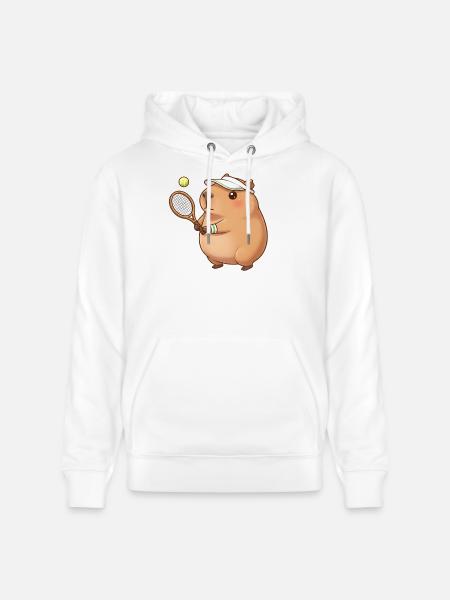 Capybara plays tennis - Stanley/Stella CRUISER Unisex Organic Hoodie - white