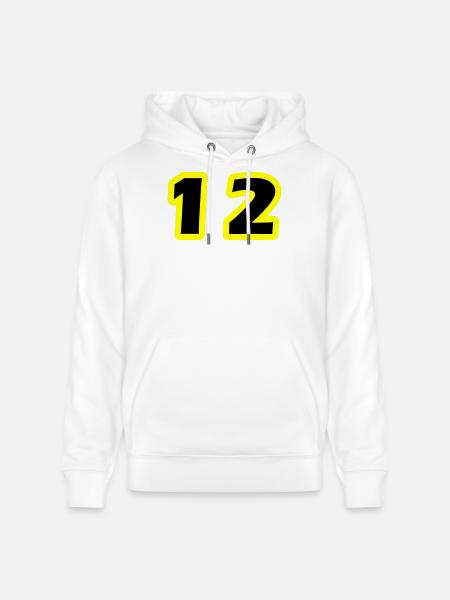 12 Symbole numérique - Sweat à capuche bio CRUISER Stanley/Stella Unisexe - blanc