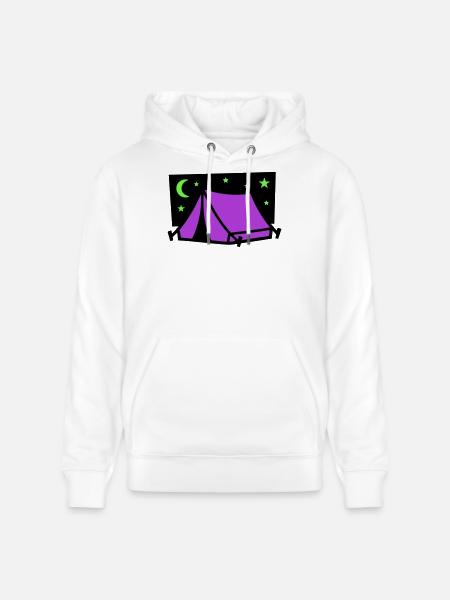Camping Tent Star Graphic - Stanley/Stella CRUISER Unisex Organic Hoodie - white