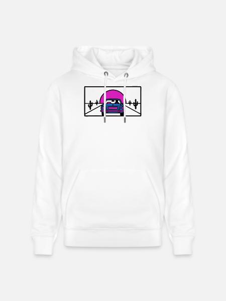 Desert Highway Car Logo - Stanley/Stella CRUISER Unisex Organic Hoodie - white