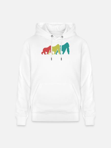 Three Monkeys Silhouettes Retro - Stanley/Stella CRUISER Unisex Organic Hoodie - white